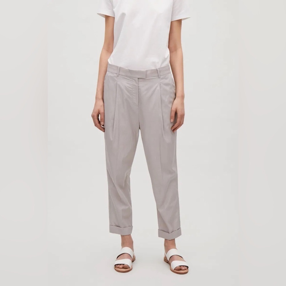 COS gray Cupro cotton blend cuffed trouser style pants, US 10.